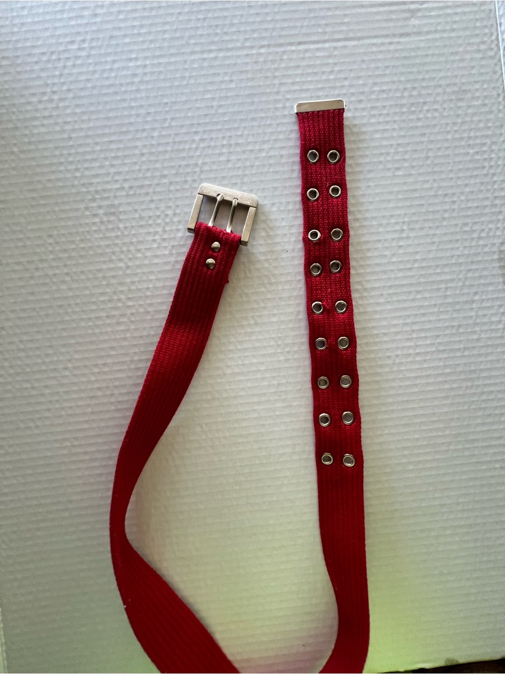 Red Double-Prong  Belt with Grommets